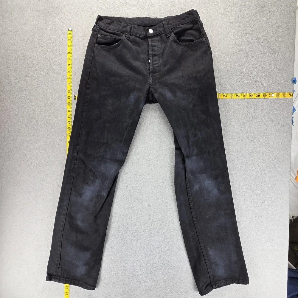Vintage‎ Levis 501 Jeans Mens Black Straight Button Fly Made in USA Fits 30x32
